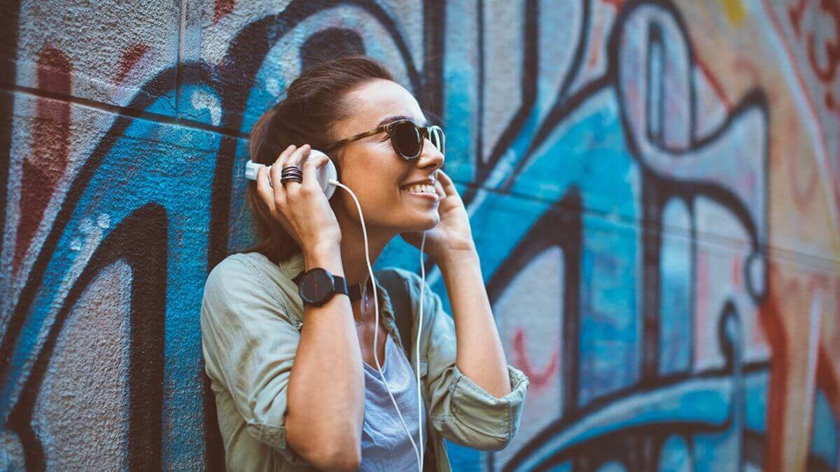 woman wearing headphones