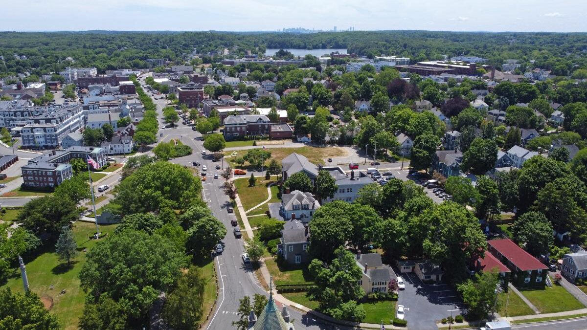 A bird's eye view of Wakefield, MA, where people can find benzo help at Aftermath Addiction Treatment Center